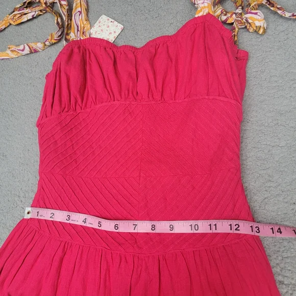 Free People Santorini Maxi Dress Sleeveless Hot Hibiscus Pink New Size 6. - Picture 11 of 14